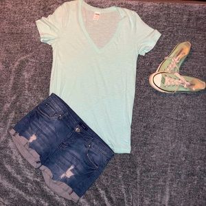 Blue PINK Victoria’s Secret v neck tee